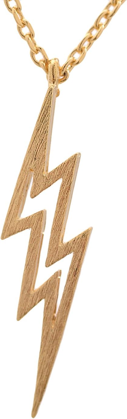 Handmade Lightning Bolt Necklace, Matte Gold