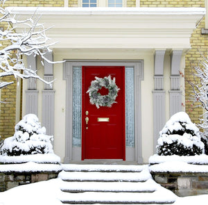 24" Christmas Snow Flocked Wreath Door Hanging with Oversized Pinecones, Festive Christmas Holiday Decorations