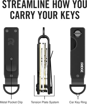 Compact Metallic Key Holder | Minimalist Innovative Keyholder | Smart Keychain Secures 2-6 Keys