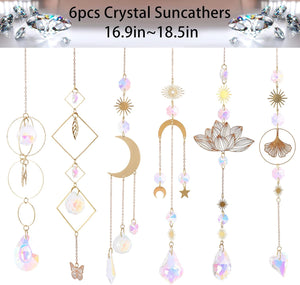 6Pieces Colorful Crystals Suncatcher Hanging for Window Crystal Ball Prism Rainbow Maker Pendants