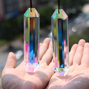 2PCS 5" Large Suncatchers Crystal Prisms, Hanging Sun Catcher with Glass Prism, Rainbow Maker for Windows