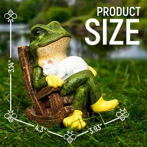 Miniature Frog Garden Statue with Cat Figurine, Frog Gifts, Outdoor Decorations for Yard, 3.14''