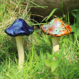 4pcs (Random Color) Ceramic Mushroom for Garden, Yard, Fairy Garden