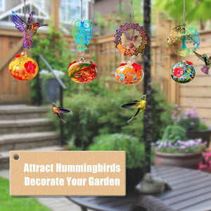 Charming Wind Chimes Hummingbird Feeders for Outdoors Hanging ant and bee Proof, Glass Hummingbird Feeders