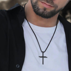 Nail Cross Necklace 316L Stainless Steel Cross Pendant Christian Jesus Jewelry for Men Women