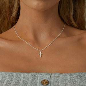 Cross Necklace for Women-Dainty Simple 14k Gold Plated Cross Pendant Cute Diamond