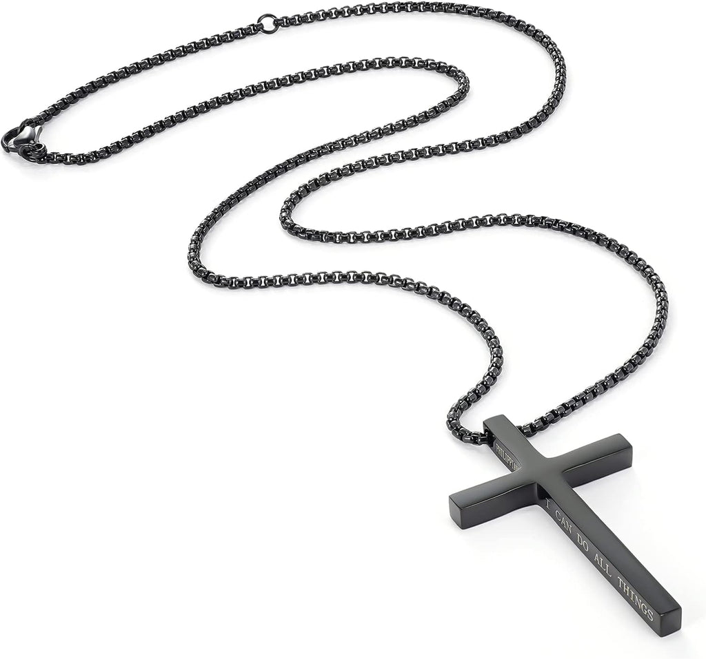 Cross Necklaces for Men Stainless Steel Necklace Faith Religious Minimalist Baptism Jewelry