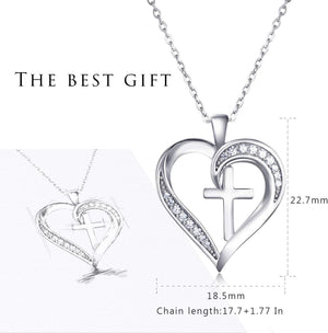 Cross Necklace for Women 925 Sterling Silver Cross Necklace Heart Necklaces