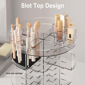 360 Rotating Makeup Organizer, Spinning Skincare Organizers with Slot Top, Cosmetic Storage Shelf with 8 Adjustable Layers