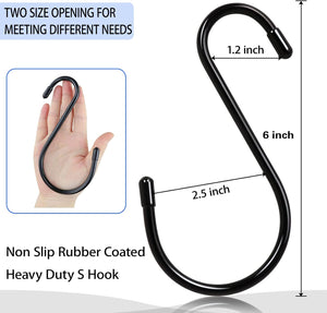 12 Pack 6 Inch S Hooks,Large S Hooks Vinyl Coated Heavy Duty S Hooks for Hanging Non Slip S Hanger Closet Hooks