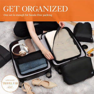 Packing Cubes for Suitcases - 6 Pieces, Light Packing Cubes for Travel, Premium Suitcase Organizer Bags Set, Space-Saving Luggage Organizers, Travel Accessories and Essentials, Black