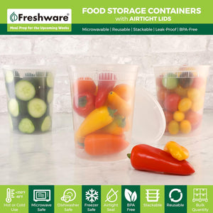 Freshware Food Storage Containers [24 Set] 32 oz Plastic Deli Containers with Lids, Slime