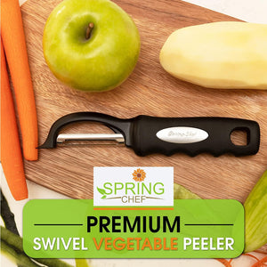 Premium Swivel Vegetable Peeler, Soft Grip Handle and Ultra Sharp Stainless Steel Blades - Perfect Kitchen Peeler For Veggie, Fruit, Potato, Carrot, Apple - Black