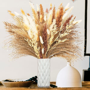 17-inch 30pcs Pampas Grass Decor, Boho Neutral Home Decor, Dried Flowers for Wedding Floral Arrangements Wall Farmhouse Bathroom Table Decor