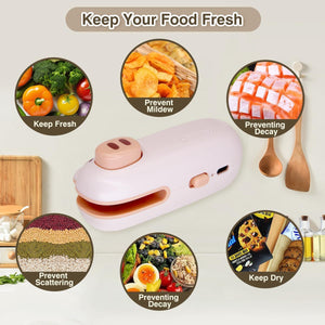 Mini Bag Sealer, USB-C Rechargeable Bag Sealer, Cute Little Pig Heat Seal, Gently Pull to Quickly Seal, Convenient for Storing Snacks, Fruits, Food, and Daily Necessities