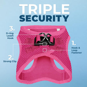 Step-in Air Dog Harness - All Weather Mesh, Reflective, No Pull Harness for Small, Medium Dogs, Cats - Secure with Hook & Loop Fastener, Buckle, Double D-Rings - Fuchsia, S