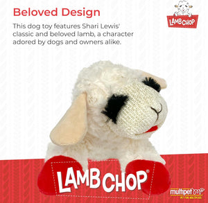 Multipet Mini Lamb Chop Officially Licensed, Plush, Squeak Pet Toy (White, 10')