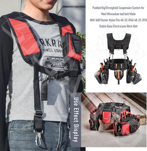 Padded Suspension Rig Tool Belt/Tool Belt Suspenders Work Belt 48-22-8145/Stronghold Suspension System for Most Milwaukee Tool Belt Suspenders 48-22-8140 48-22-8110 Stable Base Electricians Work Belt