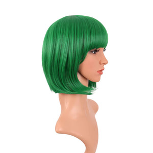 12 Inch/30 cm Fashion Lady Short Straight Flat Bangs Bob Wig (Green)