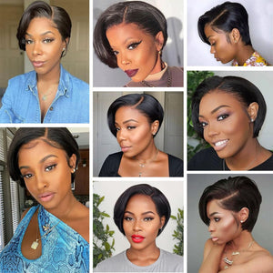 Pixie Cut Wig Human Hair Lace Front Wigs 13X4X1 Lace Front Wigs Human Hair Short Bob Wigs Straight Lace Front Pixie Cut Wigs