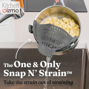 Snap N Strain Clip-On Strainer - Collapsible Colander for Pasta, Pot Noodle