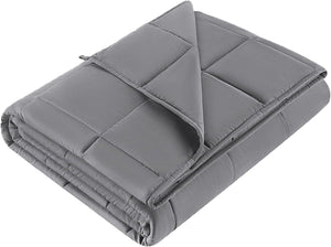 Weighted Blanket for Adults (12lbs, 48"x72" Twin Size) - Cooling and Breathable Heavy Blanket for 110-130lbs with Premium Glass Beads, Grey