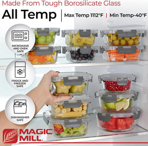 Glass Storage Containers With Lids Set Ultimate 24pc Set with BPA-Free Airtight Locking Lids for Lunch, Food Storage, Meal Prep, Fridge, Freezer, and Dishwasher Safe