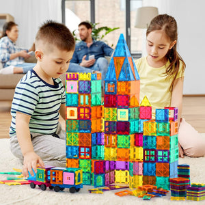 100PCS Magnetic Blocks for Kids, Magnet Building Set with 2 Cars, Construction Building Set