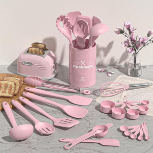 22Pcs Silicone Cooking Utensils Set, Heat Resistant Silicone Kitchen Spatulas Set with Holder