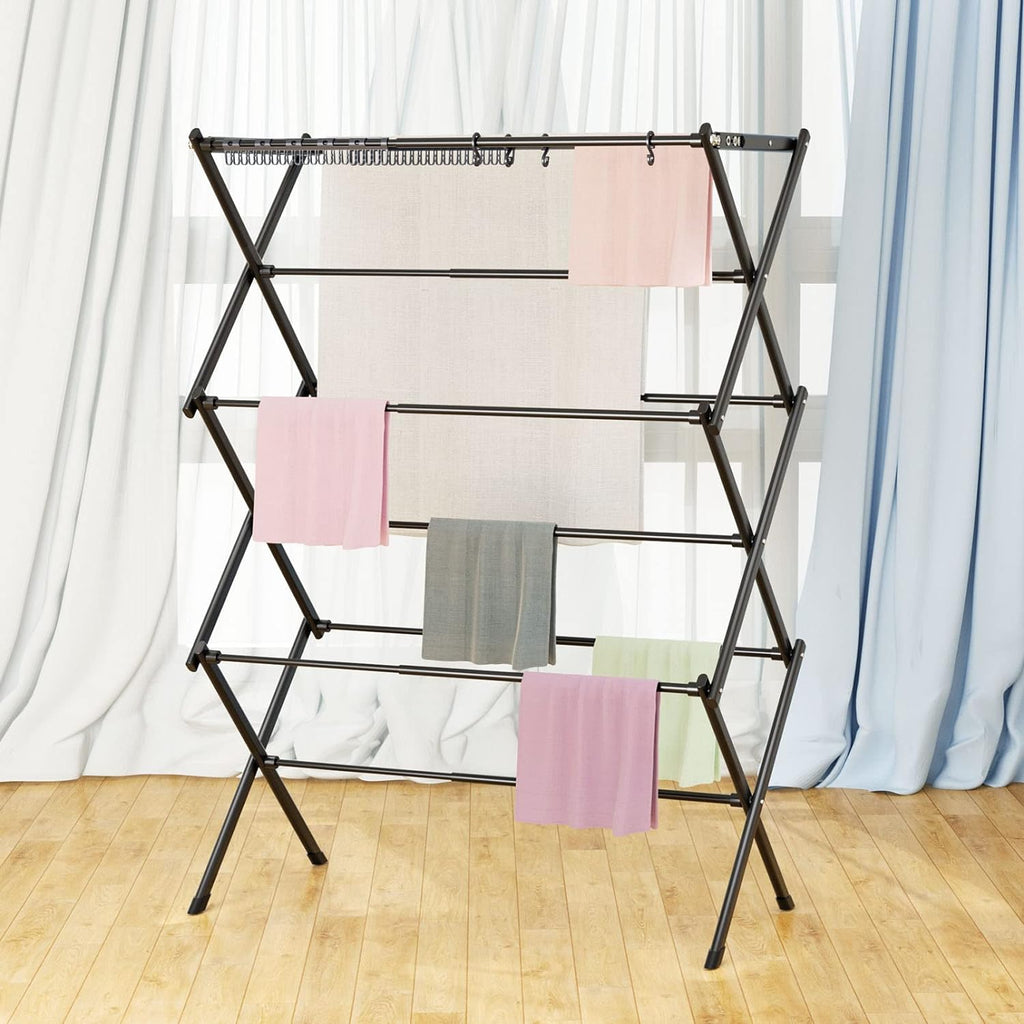 Household Indoor Foldable Drying Rack Clothing, Laundry Drying Rack - 40" x 28.8" x 14.2", Space Saving Indoor&Outdoor, Black-1pack