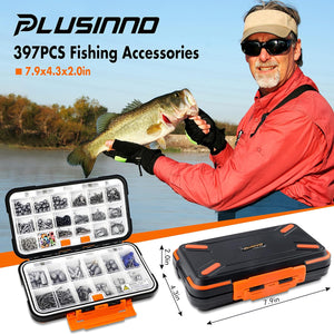 397pcs Fishing Accessories Kit, Organized Fishing Tackle Box with Tackle Included
