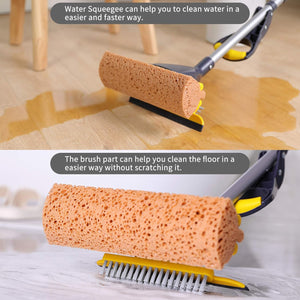 Sponge Mop Home Commercial Use Tile Floor Bathroom Garage Cleaning Total 2 Sponge Heads