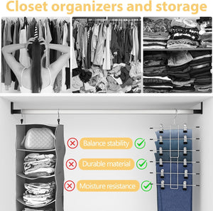 Closet Organizers and Storage-Hanging Closet Organizer-6 Tier, 2 Pack