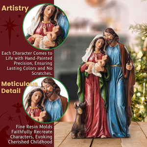 7-Inch Tall Holy Family Resin Nativity Set Scene Religious Figurine Ornament Tabletop Holiday Decorations