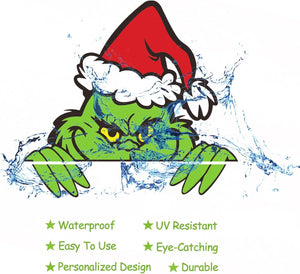 Christmas Car Grinch Stickers Decoration for Window Windshield