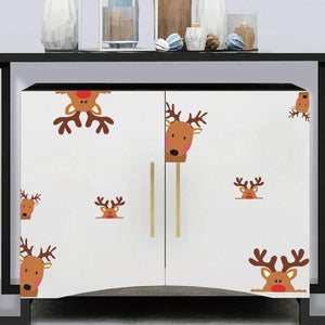 Adorable Reindeer Wall Stickers for Nursery Car Christmas Decor, 10 Count