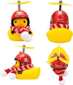 Yellow Duck Car Dashboard Decorations with Propeller Helmet for Christmas Decor