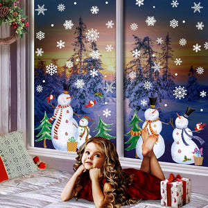 Christmas Windows Clings Snowman Snowflakes Decal Sticker for Window Home Decor