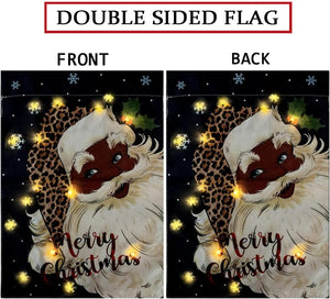 Lighted Black Santa Garden Flag Solar Led Outdoor Decorations