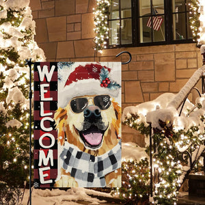 Christmas Golden Retriever Dog Garden Flag, 12.5 x 18 In