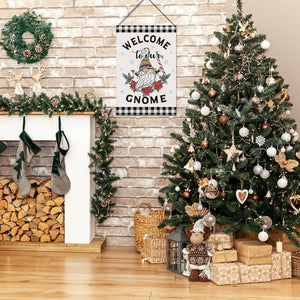 Welcome to Our Gnome Double Sided Yard Flag, Outdoor Holiday Farmhouse Yard Decor, 12x18 Inch