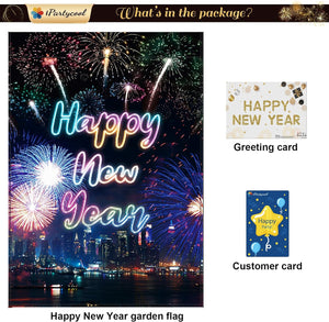 New Years Eve Party Supplies 2024, Happy New Year Garden Flag Decor 12x18 Double Sided