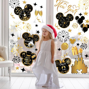 9 Sheet 2024 Mouse New Year Window Clings Mouse Christmas Window