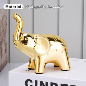 A Pair Gold Elephant Statue Home Decor, Modern Style Figurines