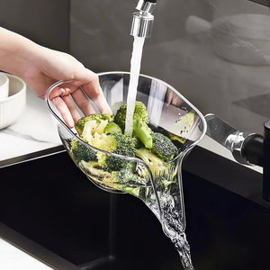 Fruit Cleaning Bowl with Strainer Container, Kitchen Sink Food Collector Drainer (2PCS, Transparent + Gray)