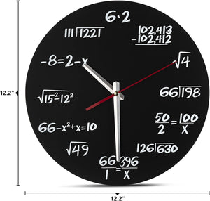 Math Wall Clock, Each Hour Marked by a Simple Math Equation