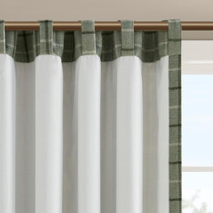 Plaid Curtain Window, Thermal Insulated Fleece Lining, 1-Single Panel Pack, 50" x 84" Rod Pocket, Green