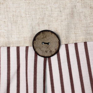 Linen Button Farmhouse Beige Shower Curtain Country Style Pleated Brown Stripe, 72x72 Inch