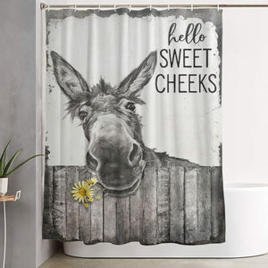 Donkey Shower Curtain Rustic Floral Farmhouse Bathroom Decor, 60 x 72 Inch