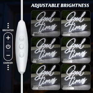 Good Times Neon Sign for Wall Decor White Neon Light with Dimmer Switch